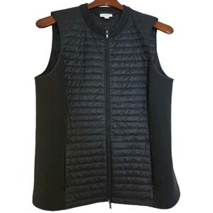 J Jill Puffer Vest Womens Medium Black Quilted Full Zip Size Medium